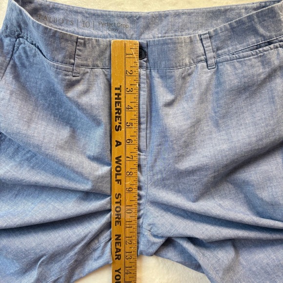 Talbots Pants Women Sz 10 Curvy‎ Blue Chambray The Perfect Crop Career Cropped - Picture 4 of 11